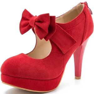 Mostrin Fashion Vintage Women’s Small Bowtie Platform Punps